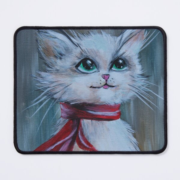 Item preview, Elegant white cat with red scarf by Estelle Cress designed and sold by EstelleCress.