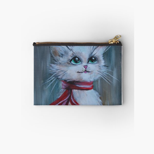 Item preview, Elegant white cat with red scarf by Estelle Cress designed and sold by EstelleCress.