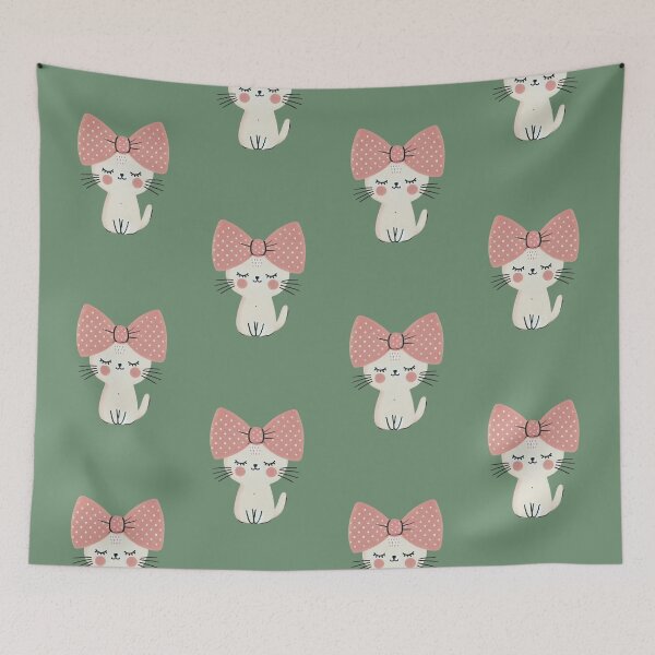 Item preview, Cute kitty with polka dotted pussy bow designed and sold by coloursforkids.