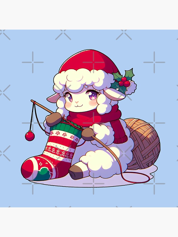Thumbnail 4 von 4, Kissen, Schaf strickt Weihnachtssocke designt und verkauft von Kobeko.