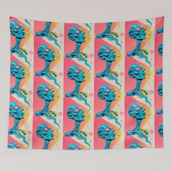 Item preview, Happy high Alien smoking weed  designed and sold by GreenKingShop.