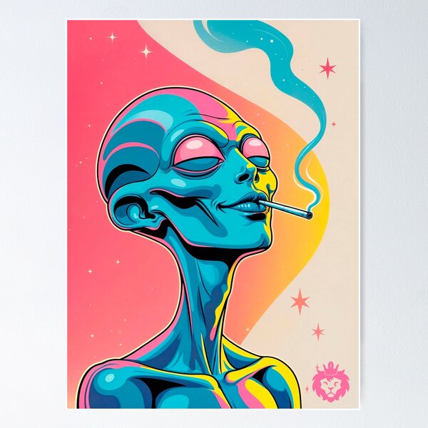 Item preview, Happy high Alien smoking weed  designed and sold by GreenKingShop.