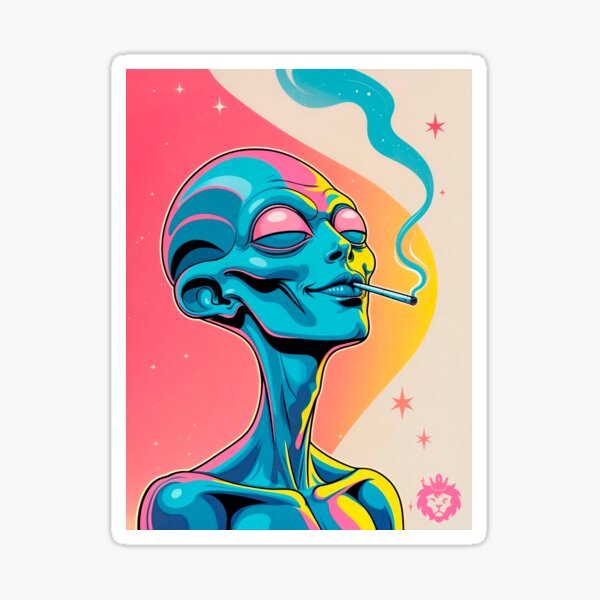 Item preview, Happy high Alien smoking weed  designed and sold by GreenKingShop.