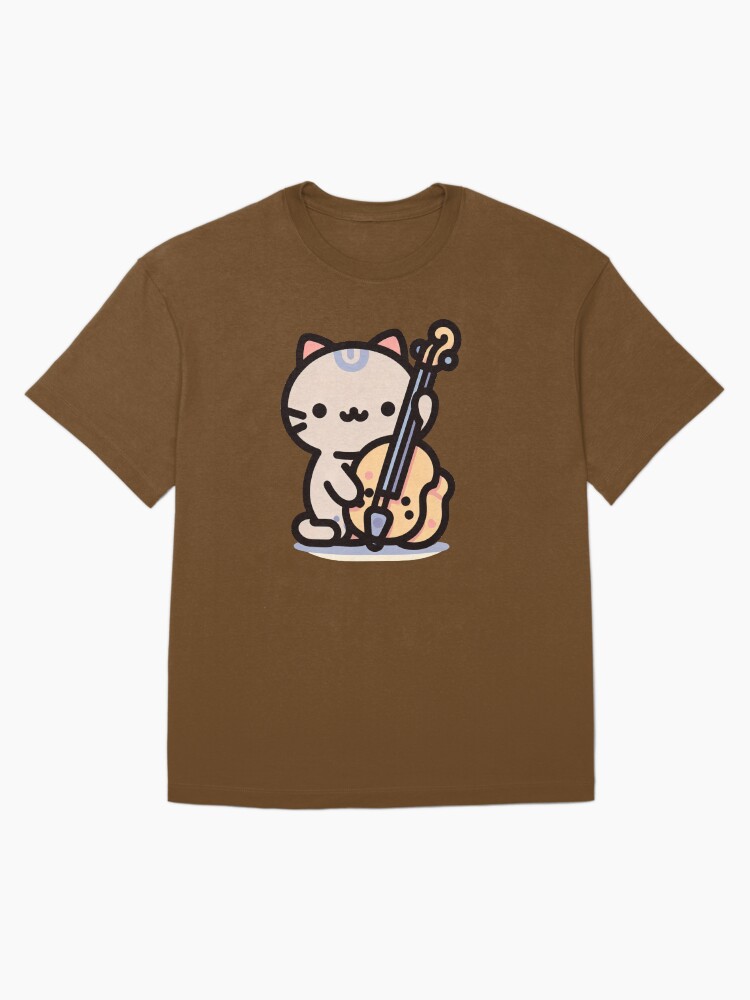 Thumbnail 3 von 7, Oversized T-Shirt, Katze spielt Kontrabass designt und verkauft von Kobeko.
