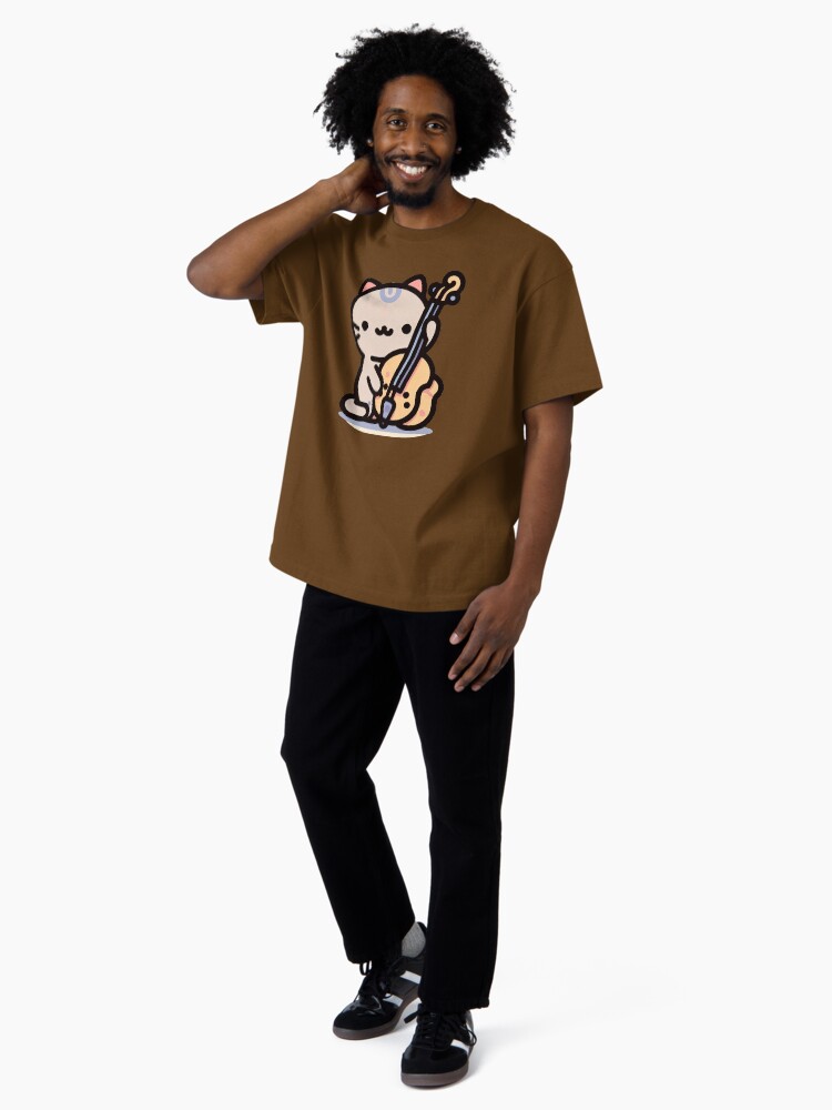 Thumbnail 4 von 7, Oversized T-Shirt, Katze spielt Kontrabass designt und verkauft von Kobeko.