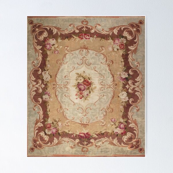 Item preview, Antique Rose Floral French Aubusson Rug Print designed and sold by Vicky Brago-Mitchell®.