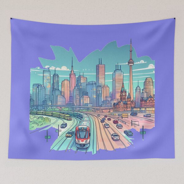 Item preview, HWY 400 & HWY 7 Eastbound - Minimalist Canada Skyline Illustration,  designed and sold by PaintMeWorld.