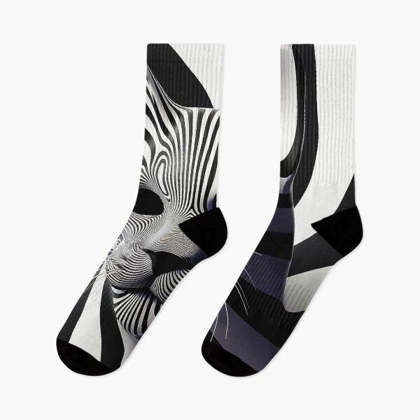 Item preview, Optical Illusion Cat - Hypnotic Black and White Striped 3D designed and sold by Amanda's Factory.