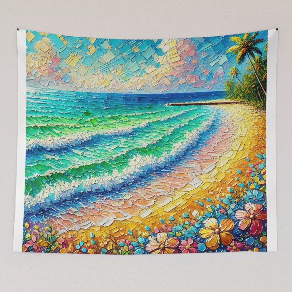 Item preview, The Beach & Flowers in Impasto Style  designed and sold by Shs-Kenya.