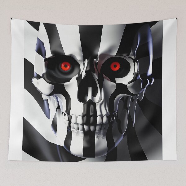 Item preview, Optical Illusion Skull Hypnotic Black and White Striped  designed and sold by Amanda's Factory.