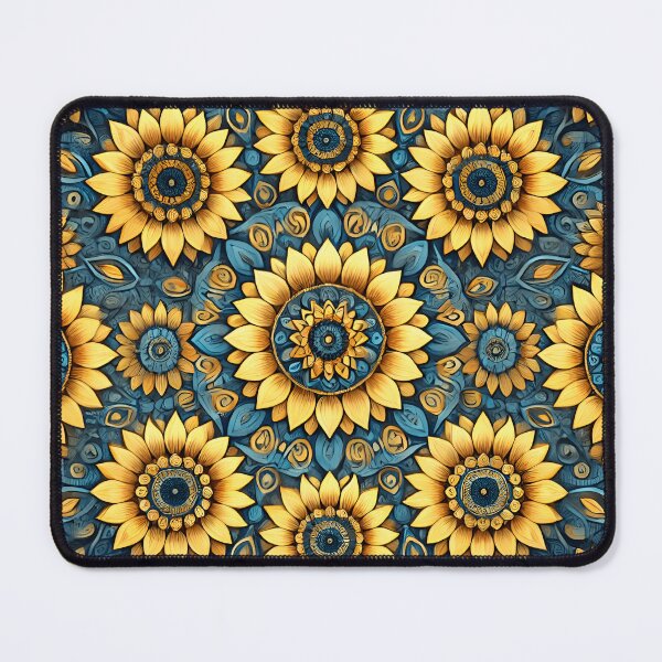 Item preview, Sunflowers on a blue background designed and sold by ArtOfNunus.