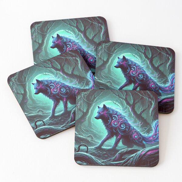 Item preview,  Mystical Neon Wolf in Enchanted Forest designed and sold by Vikingaquarist.