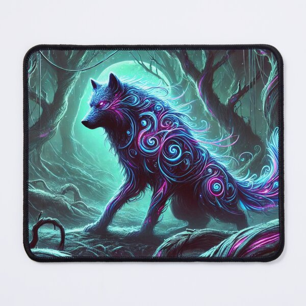 Item preview,  Mystical Neon Wolf in Enchanted Forest designed and sold by Vikingaquarist.