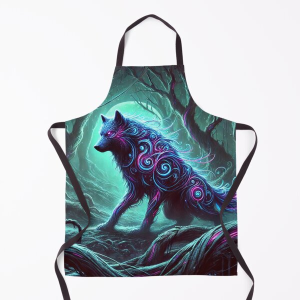 Item preview, Mystical Neon Wolf in Enchanted Forest designed and sold by Vikingaquarist.