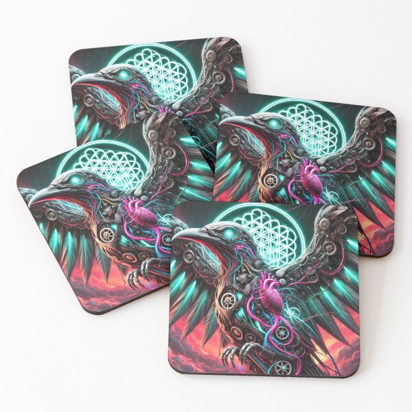 Item preview, Cybernetic Raven with Neon Heart and Gears designed and sold by Vikingaquarist.