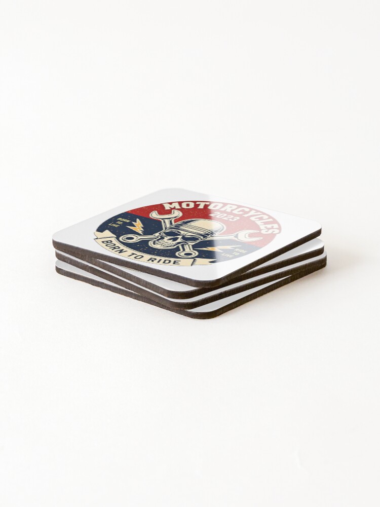 Thumbnail 4 of 5, Coasters (Set of 4), Motorcycle: Born To Ride designed and sold by AlphaTeez.