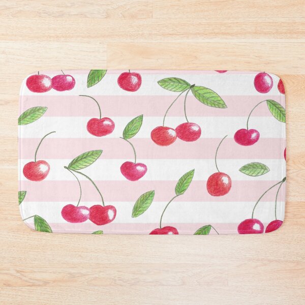 Item preview, Cherries and pink stripes designed and sold by Home Cyn Home.