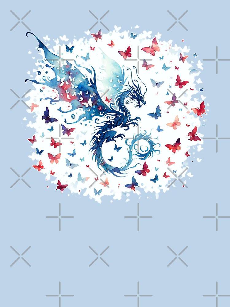 Thumbnail 7 von 7, Classic T-Shirt, Drache mit Schmetterlinge designt und verkauft von Kobeko.