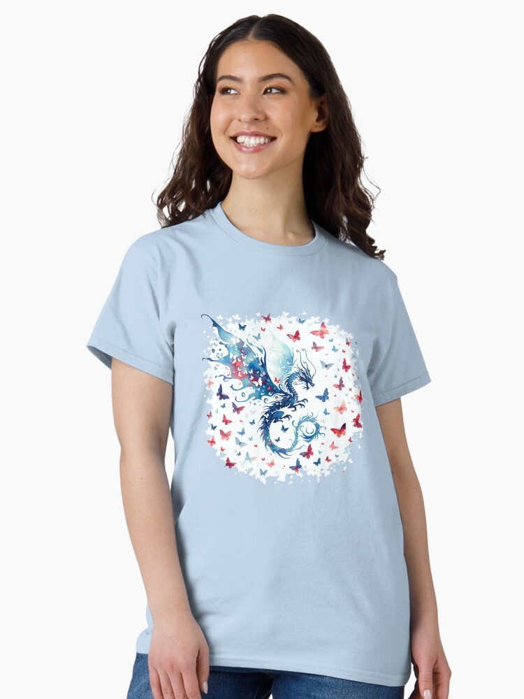 Thumbnail 1 von 7, Classic T-Shirt, Drache mit Schmetterlinge designt und verkauft von Kobeko.