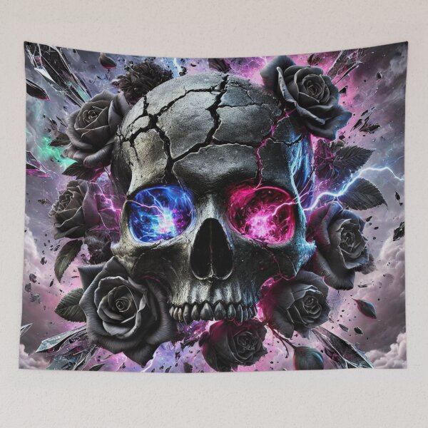 Item preview, Bring Me the Horizon-Inspired Exploding Skull with Neon Eyes and Black designed and sold by Vikingaquarist.
