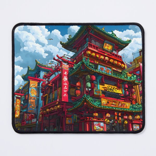Aperçu de l'œuvre Architecture colorée du quartier chinois créée et vendue par CoolMantras.