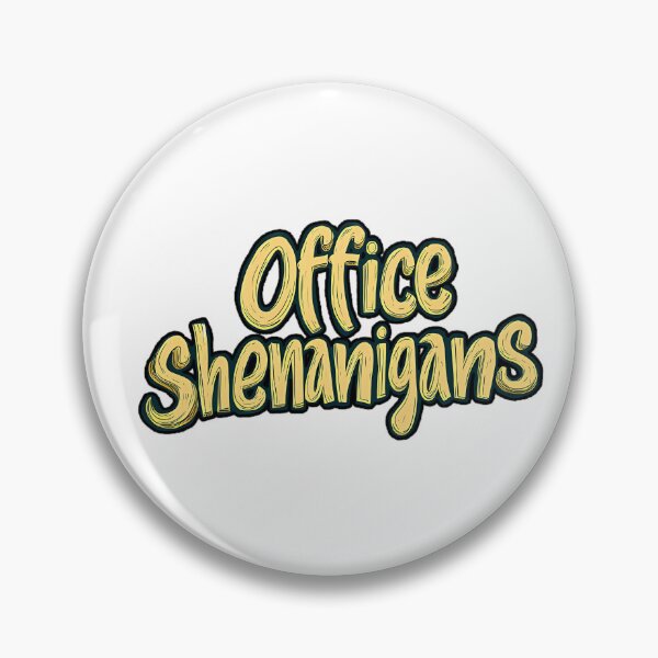 Item preview, A playful and dynamic cartoon-style title with the phrase "Office Shenanigans," designed and sold by TJprint.