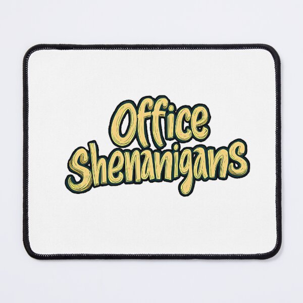 Item preview, A playful and dynamic cartoon-style title with the phrase "Office Shenanigans," designed and sold by TJprint.
