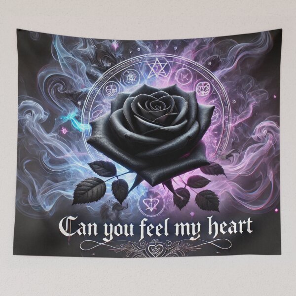 Item preview, Bring Me the Horizon-Inspired Black Rose with Mystical Symbols and "Can You Feel My Heart designed and sold by Vikingaquarist.