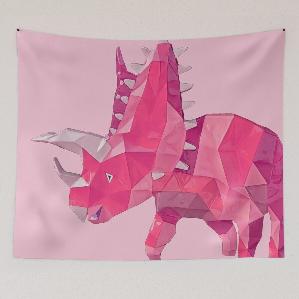 Artikelvorschau, Niedlicher 3D-Triceratops in rosa Farbe entworfen und verkauft von LiberaCaballo.