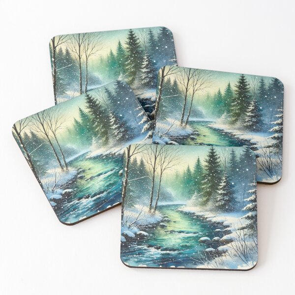 Item preview, This delicate watercolor painting captures the beauty of a winter landscape. designed and sold by 48remarks.