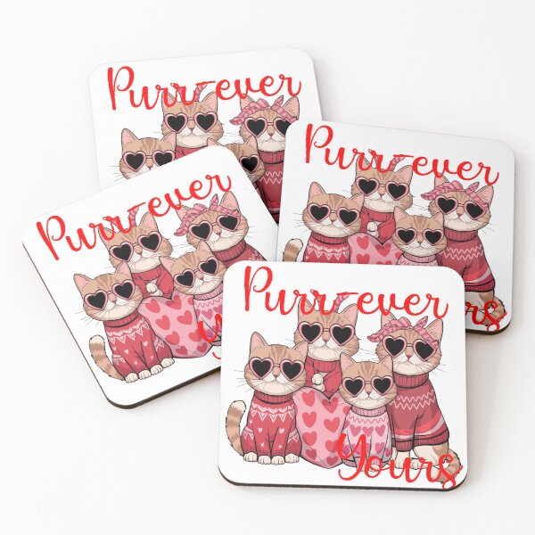 Item preview, Purr-ever Yours - Purrfectly Positive - Valentine's Cats with Heart Sunglasses designed and sold by InspiredCreatives.