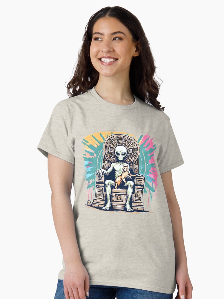 Thumbnail 1 von 7, Classic T-Shirt, Alien mit Katze designt und verkauft von Kobeko.