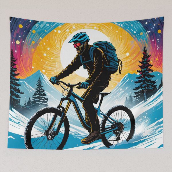 Item preview, Snow MTB Rider in the Majestic Mountains designed and sold by GrizzlyCollective.