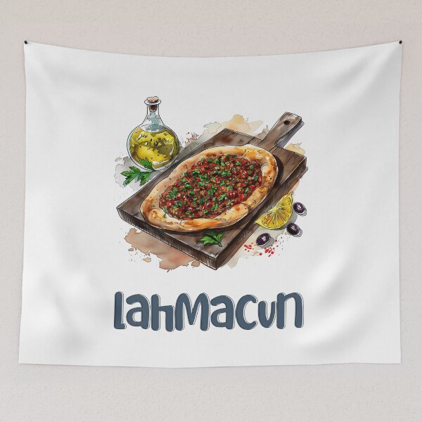 Item preview, Lahmacun | Dive into a Savory Spiced Meat Flatbread Delight: لحمة بالعجين اكل عربي مناقيش صفيحة designed and sold by FUNqoosh.