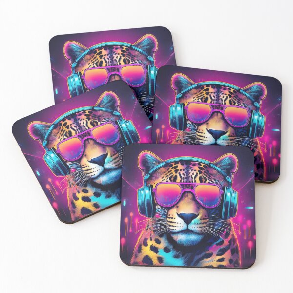 Item preview, Leopard in Headphones and Shades Synthwave  designed and sold by Boxing Kangaroo Retail Company.