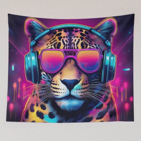 Item preview, Leopard in Headphones and Shades Synthwave  designed and sold by Boxing Kangaroo Retail Company.