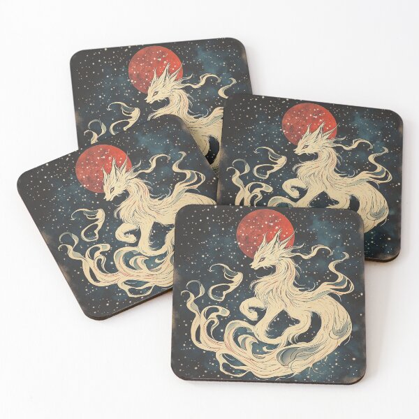 Item preview, Celestial Kitsune with nine flowing tails in a starry night designed and sold by SetMyHeart.