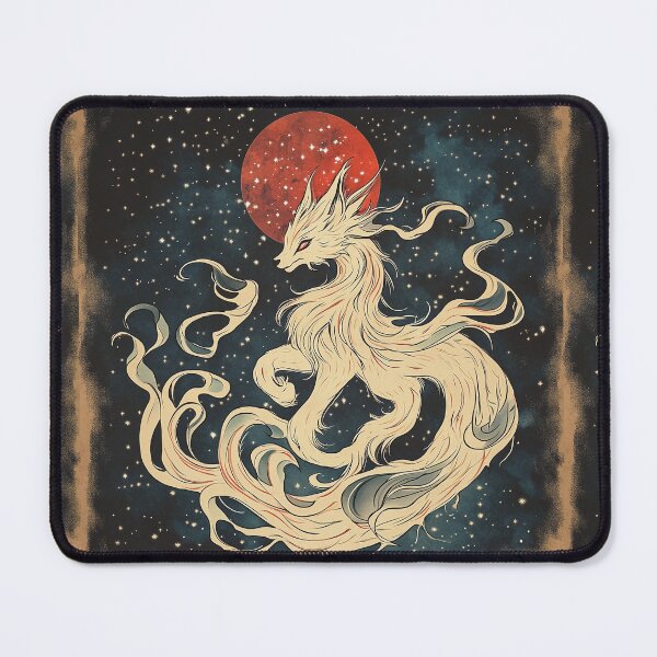 Item preview, Celestial Kitsune with nine flowing tails in a starry night designed and sold by SetMyHeart.