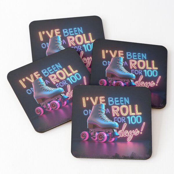 Item preview, I’ve Been on a Roll for 100 Days - Neon Roller Skating Design designed and sold by Vago.