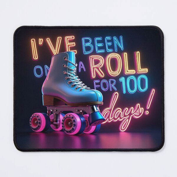 Item preview, I’ve Been on a Roll for 100 Days - Neon Roller Skating Design designed and sold by Vago.