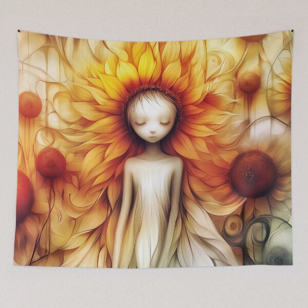 Item preview, "Renewal" Sunflower girl symbolising circle of life positivity. designed and sold by Shoot-The-Moon.