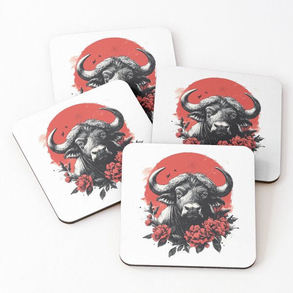 Item preview,  Japanese Buffalo with Red Flowers Artistic Design designed and sold by Abderraim12.