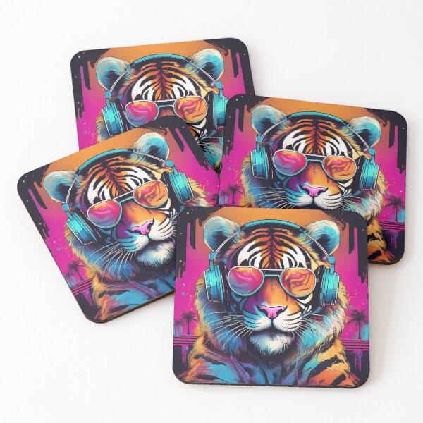Item preview, Tiger in Headphones and Shades Synthwave  designed and sold by Boxing Kangaroo Retail Company.