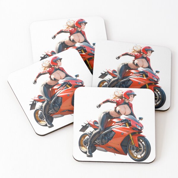 Item preview, Red-Hot Biker Girl on Motorcycle - Bold and Dynamic Art designed and sold by RvinJo8.