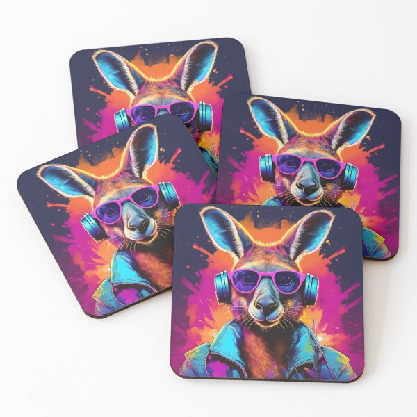 Item preview, Kangaroo in Headphones and Shades Synthwave  designed and sold by Boxing Kangaroo Retail Company.