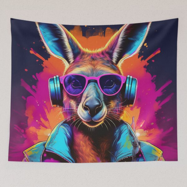 Item preview, Kangaroo in Headphones and Shades Synthwave  designed and sold by Boxing Kangaroo Retail Company.