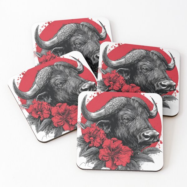 Item preview,  Japanese Buffalo with Red Flowers Artistic Design designed and sold by Abderraim12.