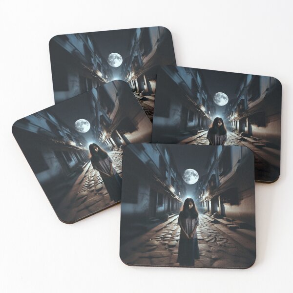 Item preview, Haunting Moonlit Alley with Mysterious Girl – Atmospheric Art  designed and sold by ashrafzain.
