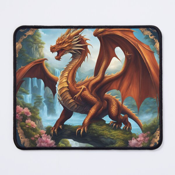 Item preview, Majestic Golden Dragon - Enchanted Fantasy Realm designed and sold by Eman Abou Ghazy.