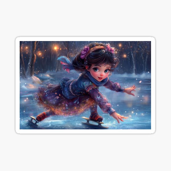 Item preview, Enchanting Winter Skating Scene of a Little Girl designed and sold by Cris888.